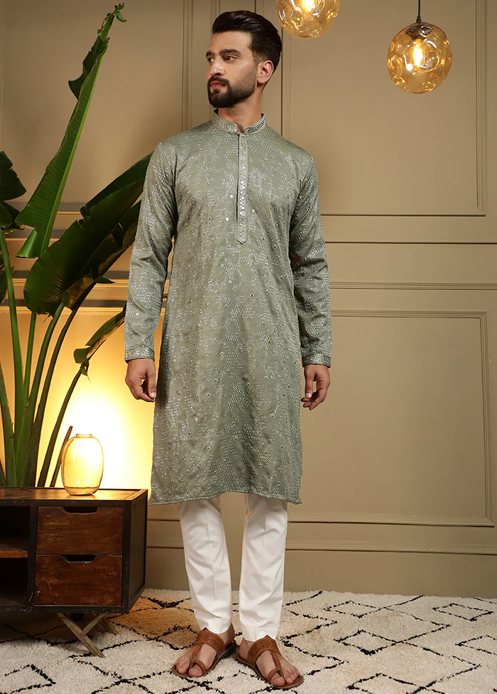 Green Cotton Kurta & Pajama Set