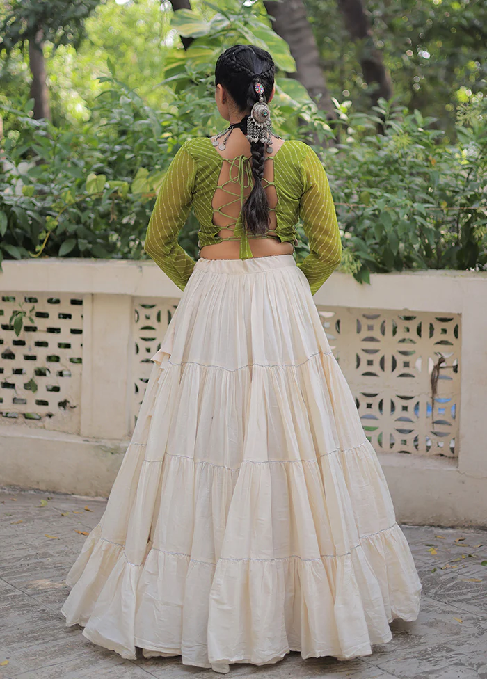 Green Cotton Lehenga Set - Image 3