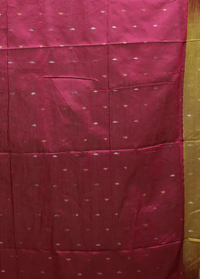 Green Cotton Saree With Blouse Piece - Image 5