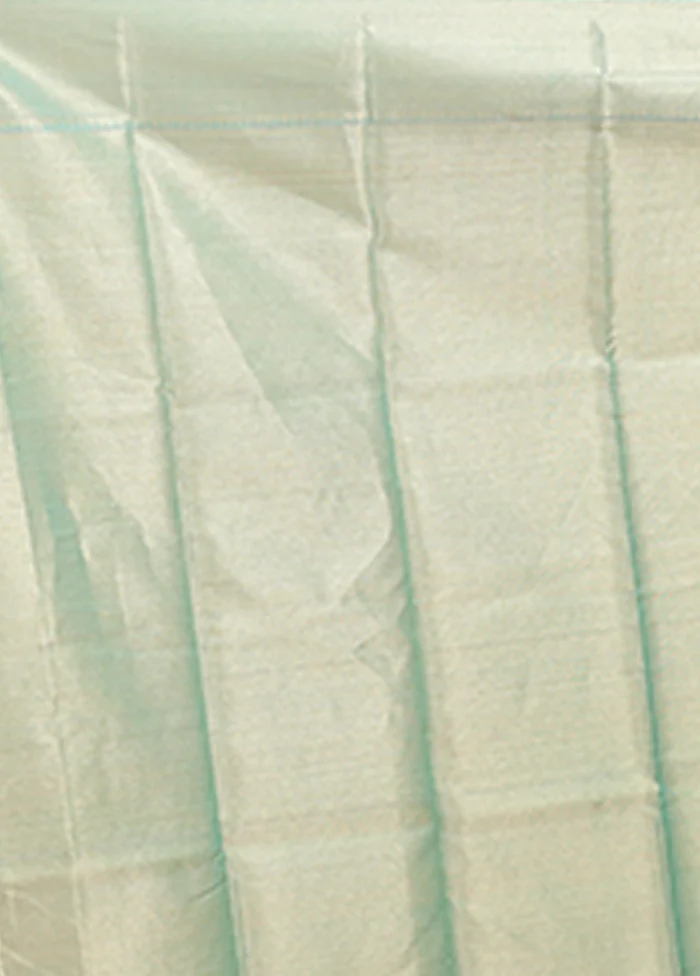 Green Cotton Saree With Blouse Piece - Image 5