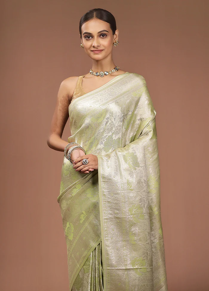Green Dupion Silk Saree With Blouse Piece