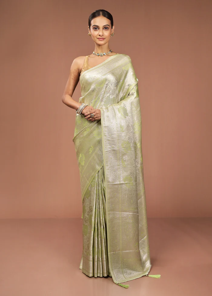 Green Dupion Silk Saree With Blouse Piece - Image 2