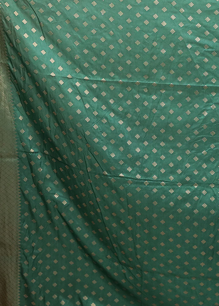 Green Dupion Silk Saree With Blouse Piece - Image 5