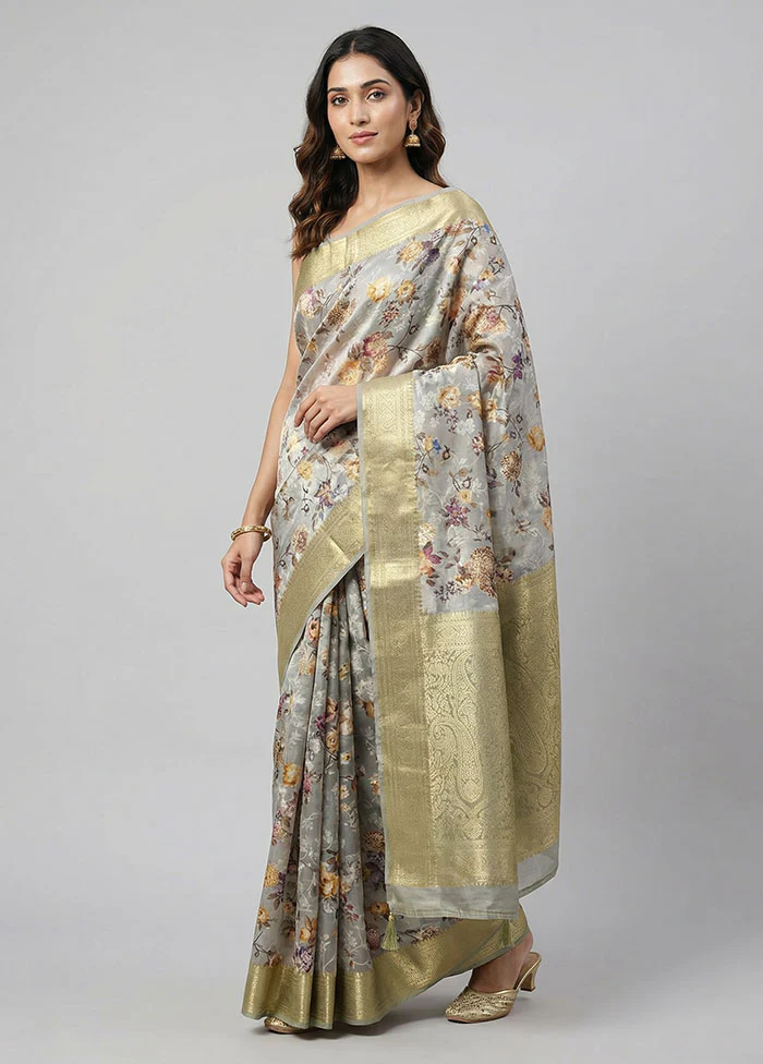 Green Dupion Silk Saree With Blouse Piece