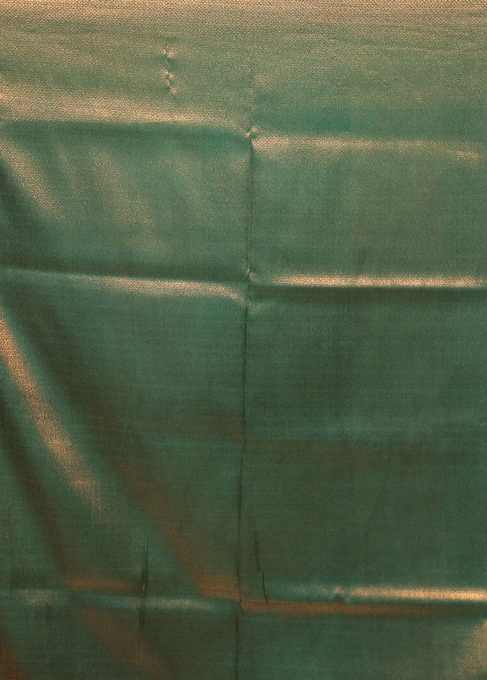 Green Dupion Silk Saree With Blouse Piece - Image 5