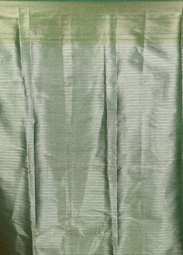 Green Dupion Silk Saree With Blouse Piece - Image 5