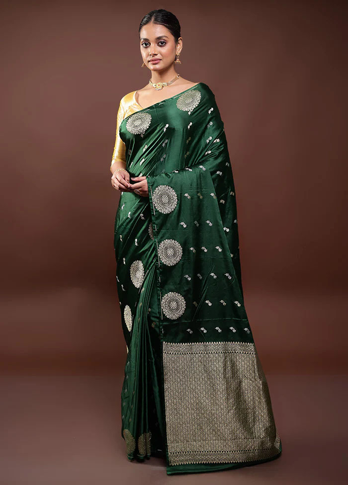 Green Dupion Silk Saree With Blouse Piece