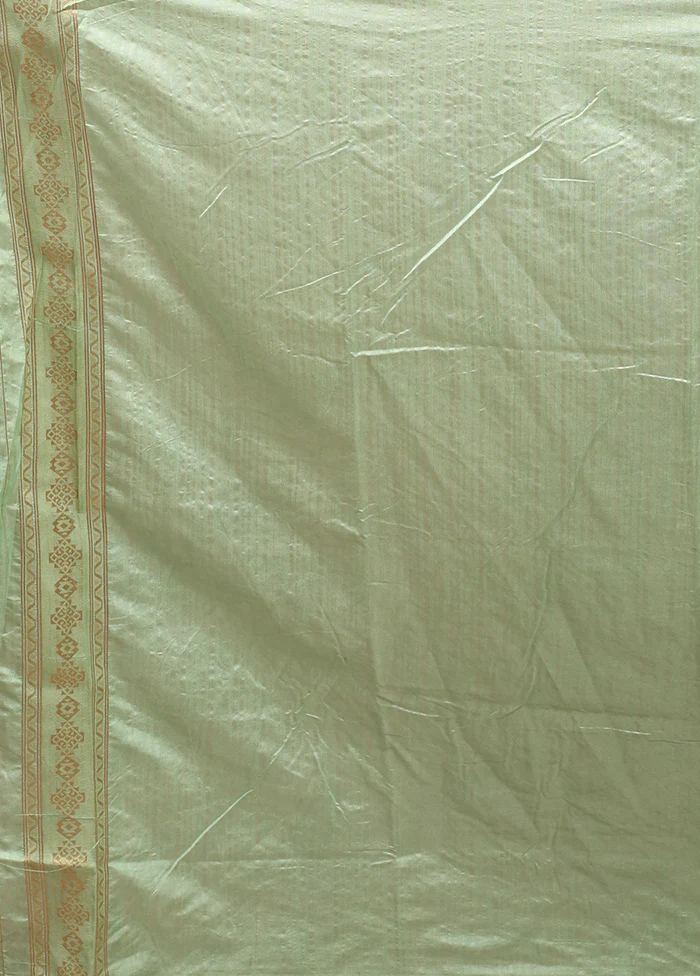 Green Dupion Silk Saree With Blouse Piece - Image 5