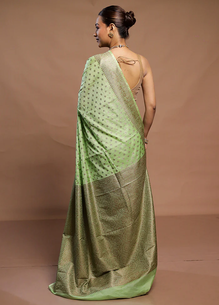 Green Dupion Silk Saree With Blouse Piece - Image 3