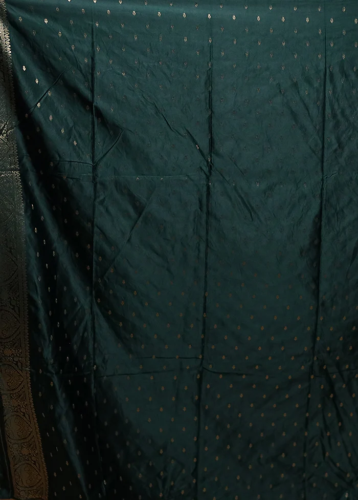 Green Dupion Silk Saree With Blouse Piece - Image 5