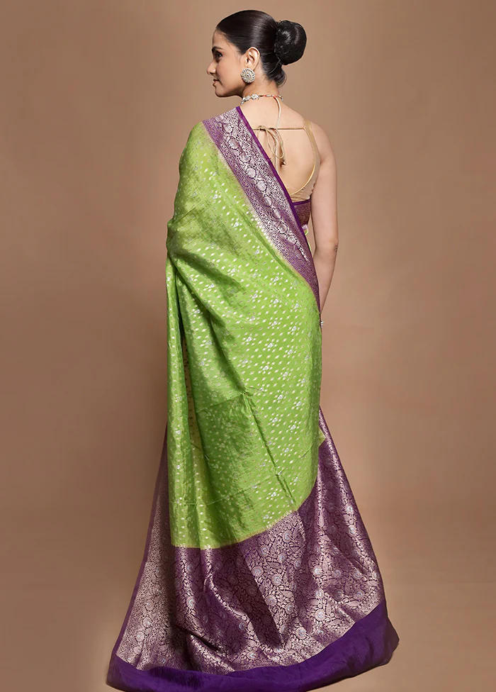 Green Dupion Silk Saree With Blouse Piece - Image 3