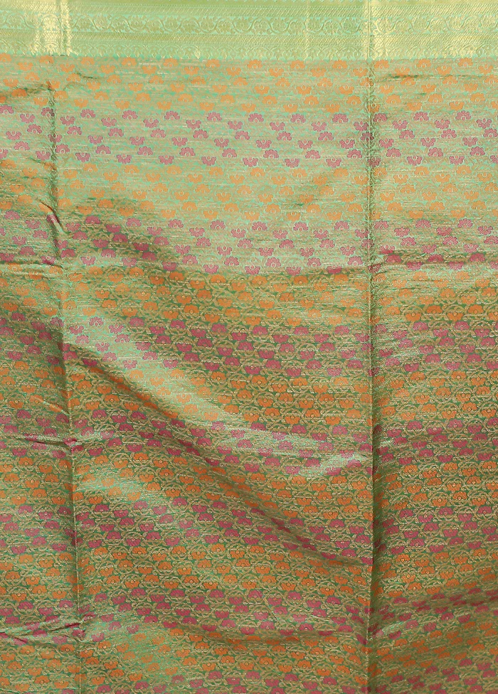 Green Dupion Silk Saree With Blouse Piece - Image 5