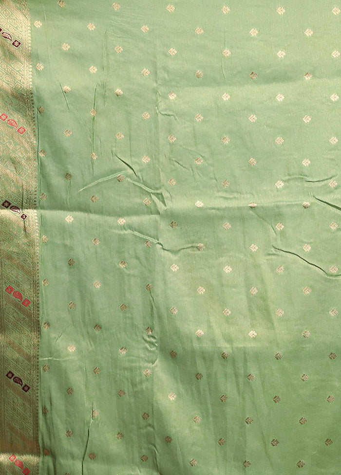 Green Dupion Silk Saree With Blouse Piece - Image 5