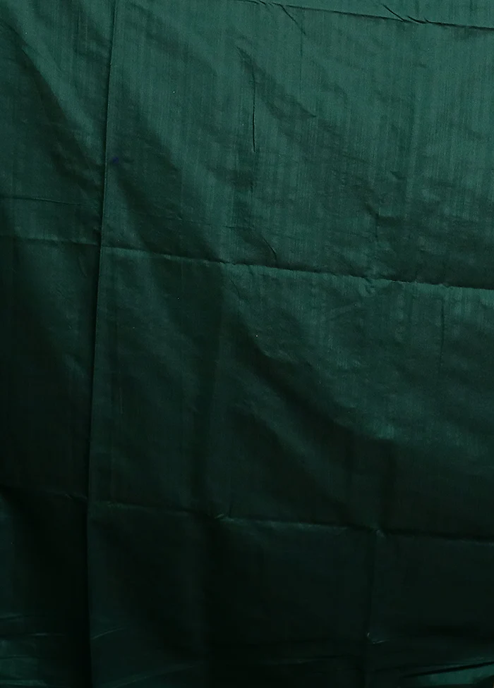 Green Dupion Silk Saree With Blouse Piece - Image 5
