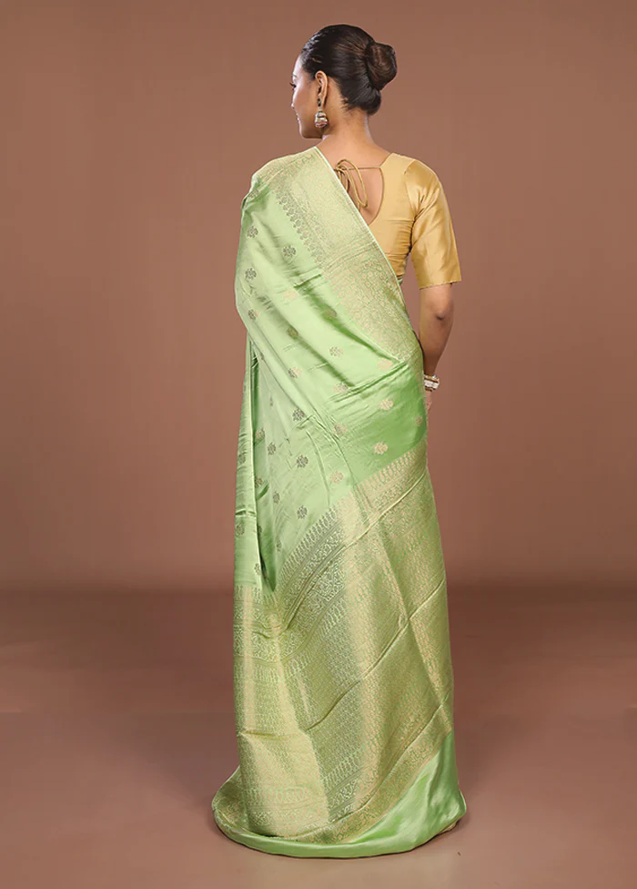 Green Dupion Silk Saree With Blouse Piece - Image 3