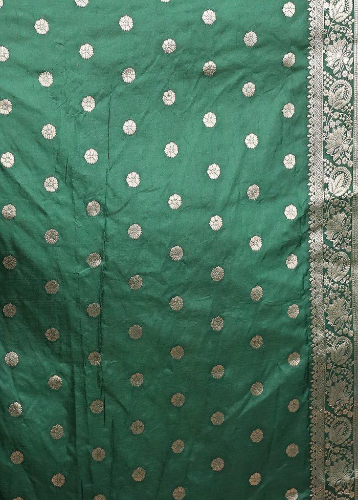 Green Dupion Silk Saree With Blouse Piece - Image 5
