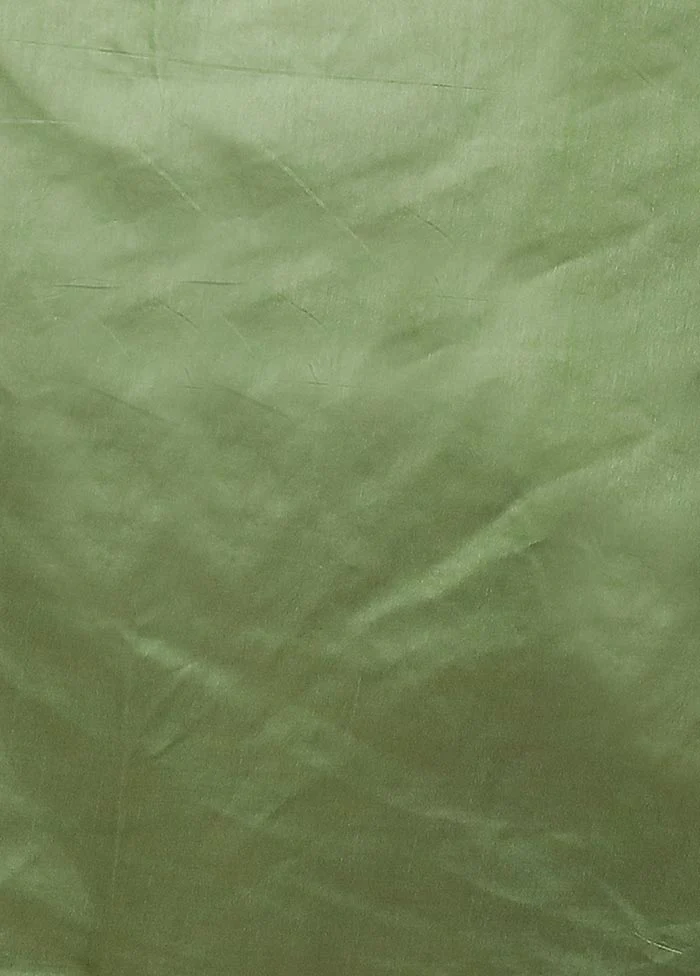 Green Dupion Silk Saree With Blouse Piece - Image 5