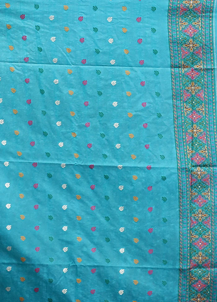 Green Dupion Silk Saree With Blouse Piece - Image 5