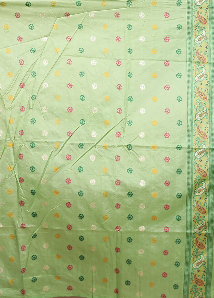 Green Dupion Silk Saree With Blouse Piece - Image 5