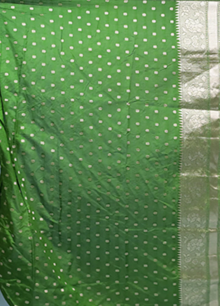 Green Dupion Silk Saree With Blouse Piece - Image 5