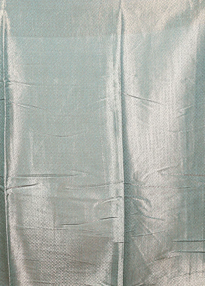 Green Dupion Silk Saree With Blouse Piece - Image 5