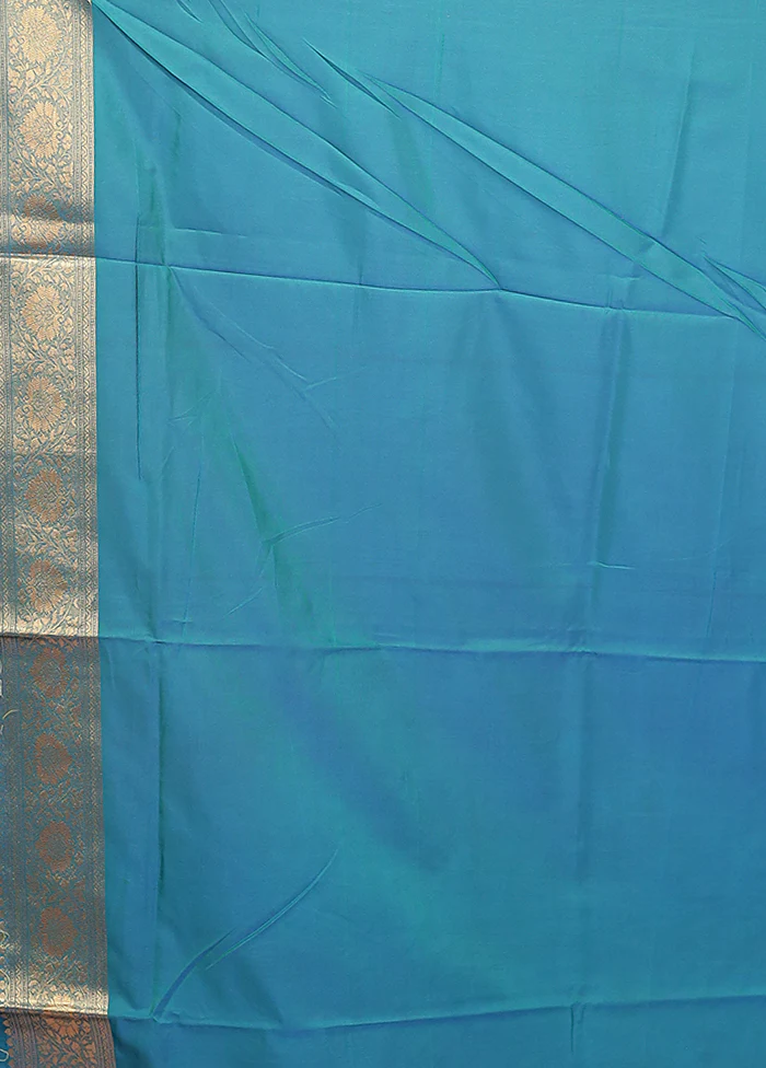 Green Dupion Silk Saree With Blouse Piece - Image 5