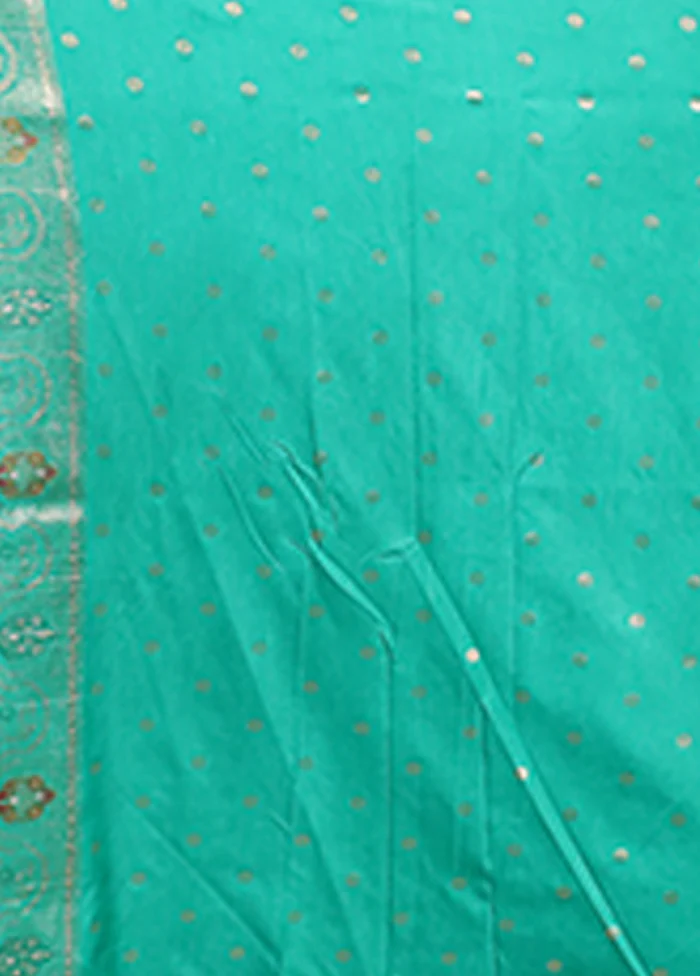 Green Dupion Silk Saree With Blouse Piece - Image 5