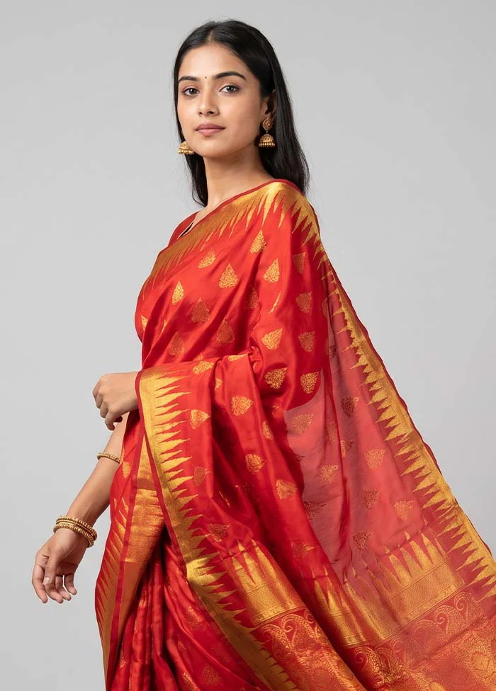Green Dupion Silk Saree With Blouse Piece - Image 2