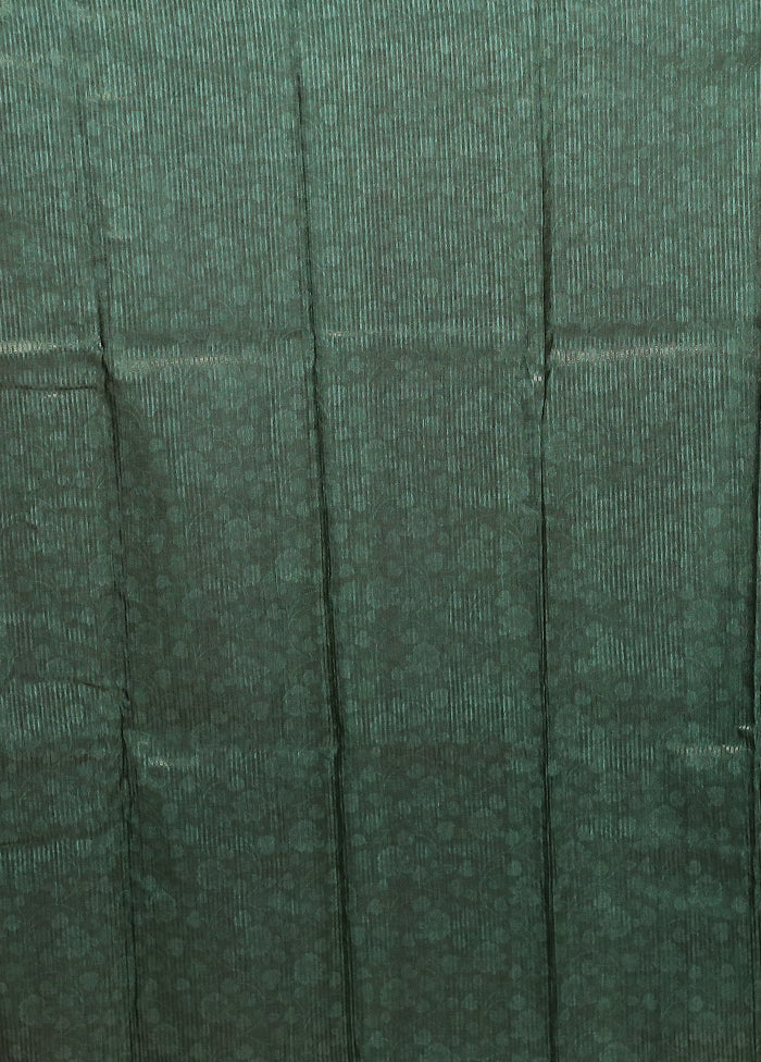 Green Dupion Silk Saree With Blouse Piece - Image 5