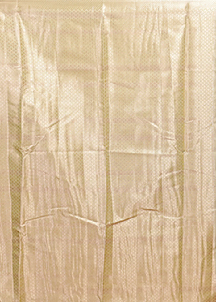 Yellow Dupion Silk Saree With Blouse Piece - Image 5
