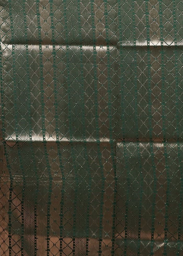 Green Dupion Silk Saree With Blouse Piece - Image 5