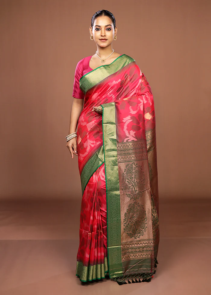 Green Dupion Silk Saree With Blouse Piece - Image 2