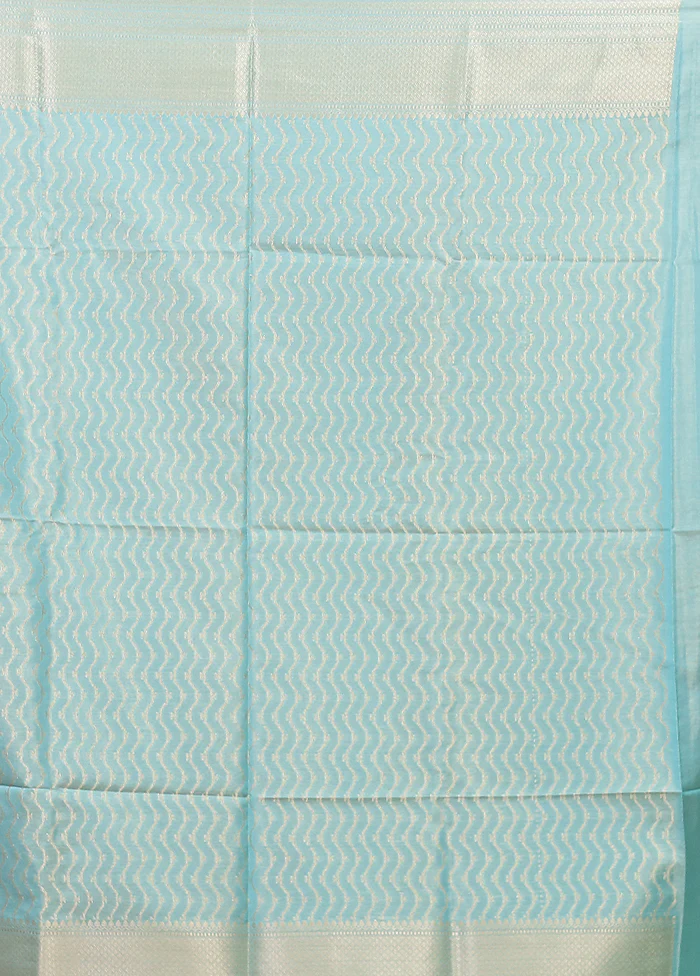 Blue Dupion Silk Saree With Blouse Piece - Image 5