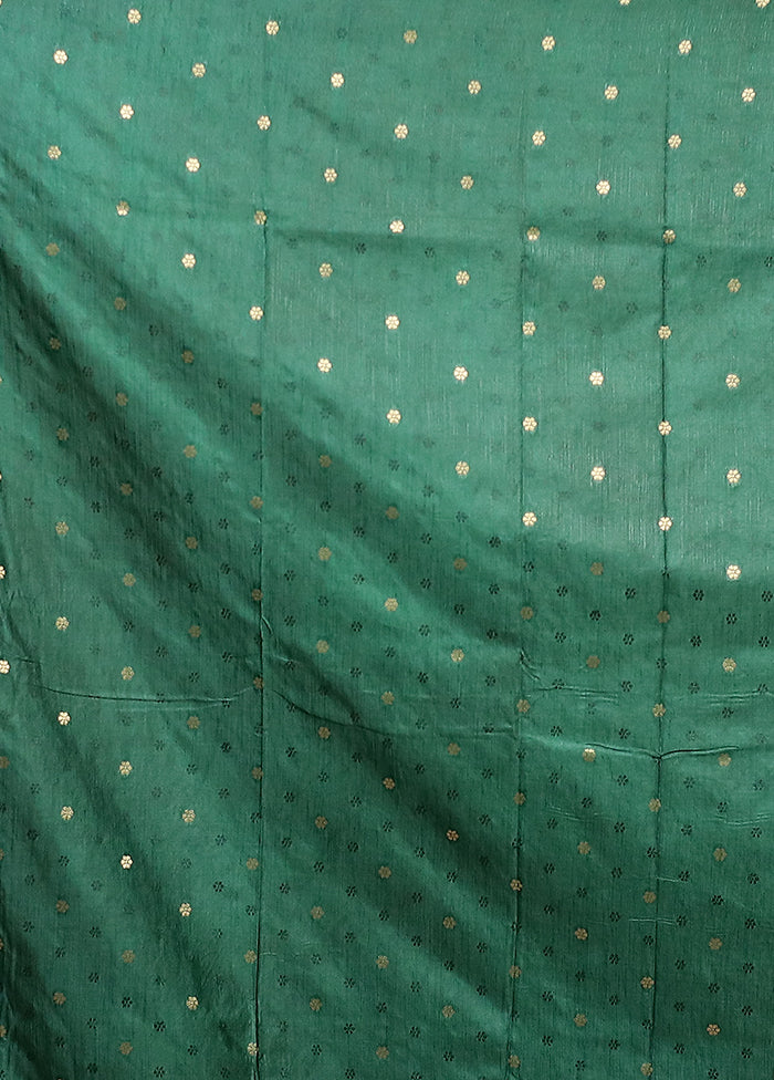 Green Dupion Silk Saree With Blouse Piece - Image 5