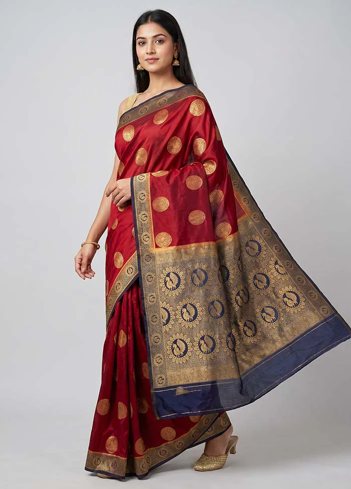 Green Dupion Silk Saree With Blouse Piece