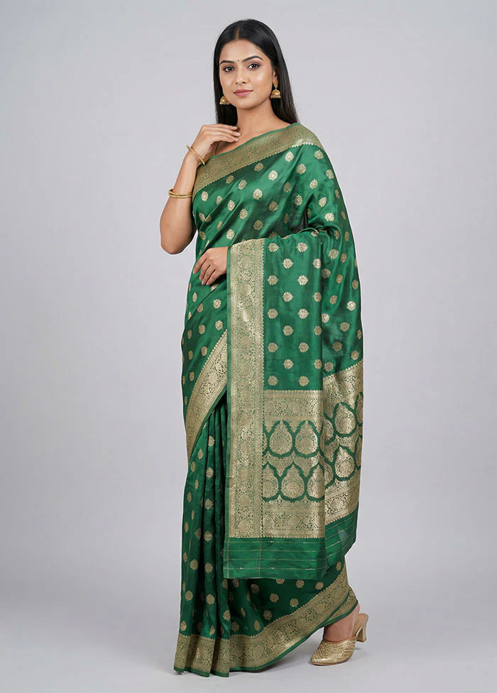 Green Dupion Silk Saree With Blouse Piece