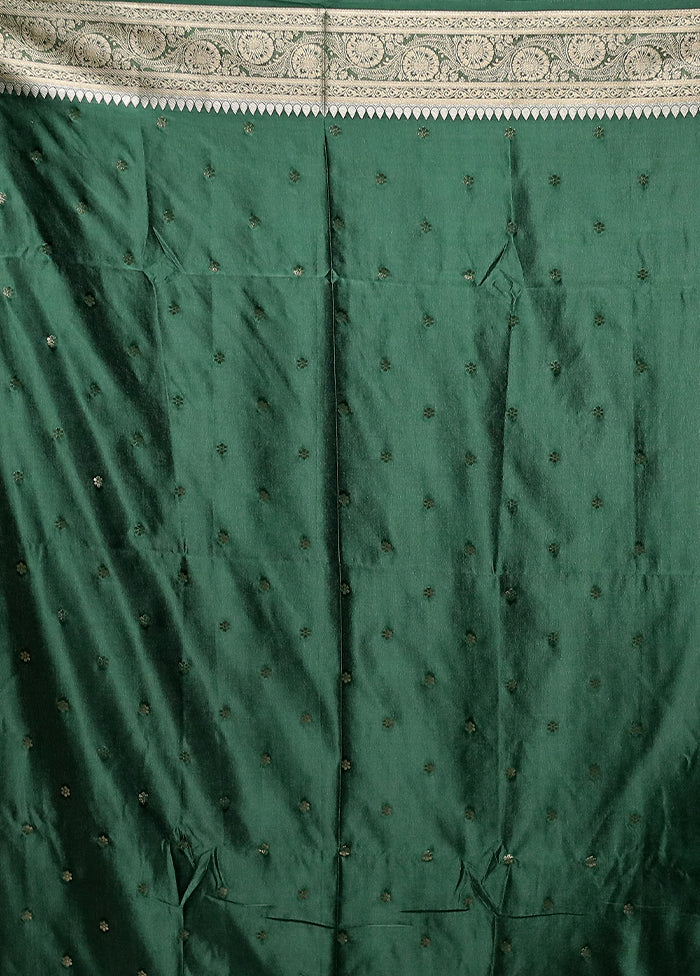 Green Dupion Silk Saree With Blouse Piece - Image 5