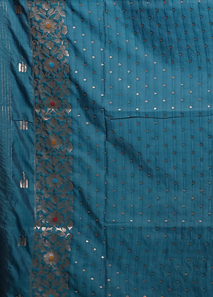Green Dupion Silk Saree With Blouse Piece - Image 5