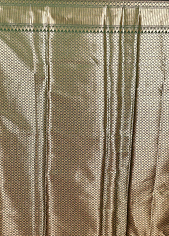 Green Dupion Silk Saree With Blouse Piece - Image 5