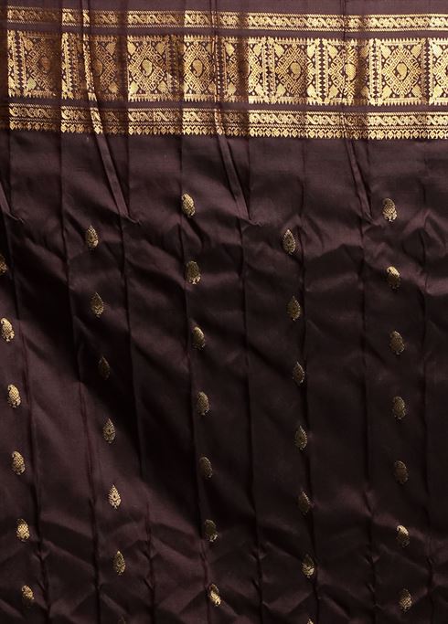 Green Gadwal Pure Silk Saree Without Blouse Piece - Image 6