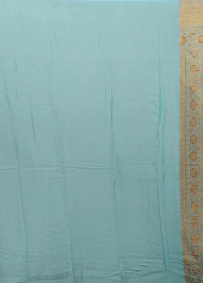 Green Georgette Saree With Blouse Piece - Image 5