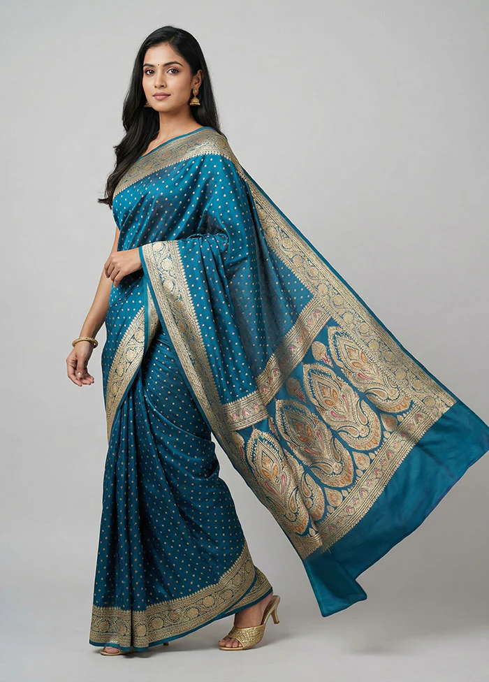 Green Handloom Banarasi Pure Silk Saree With Blouse Piece