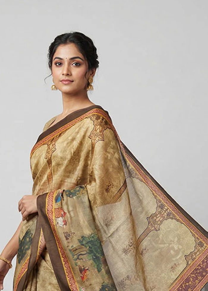 Green Handloom Bishnupuri Pure Silk Saree With Blouse Piece - Image 2