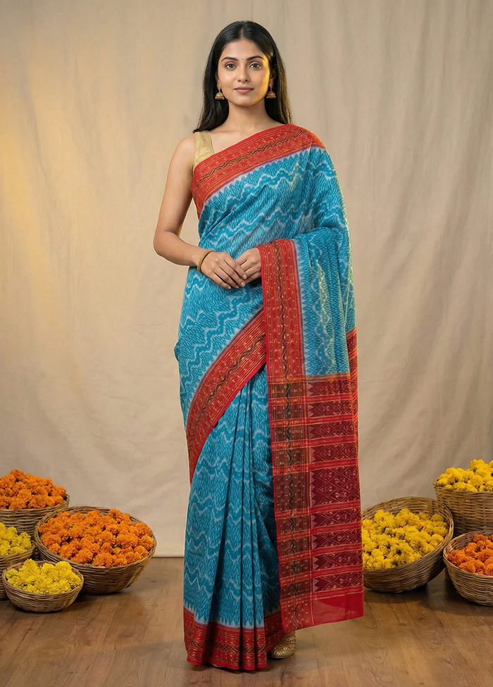 Green Handloom Bomkai Pure Silk Saree With Blouse Piece