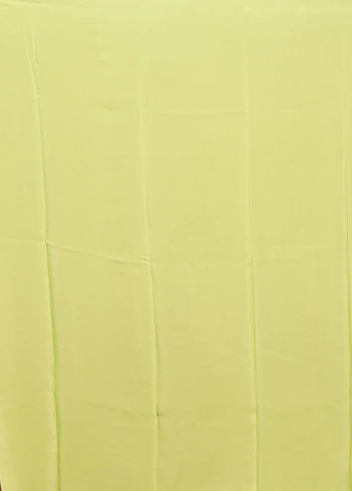 Green Handloom Chiffon Pure Silk Saree With Blouse Piece - Image 5