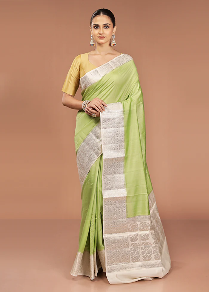 Green Handloom Dupion Pure Silk Saree With Blouse Piece - Image 2