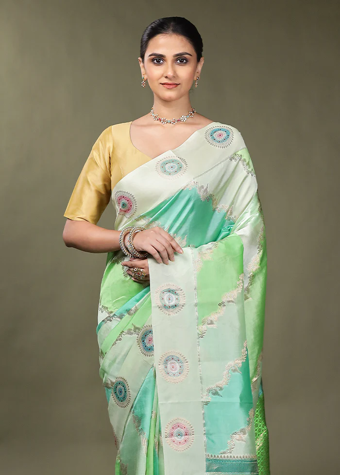 Green Handloom Dupion Pure Silk Saree With Blouse Piece
