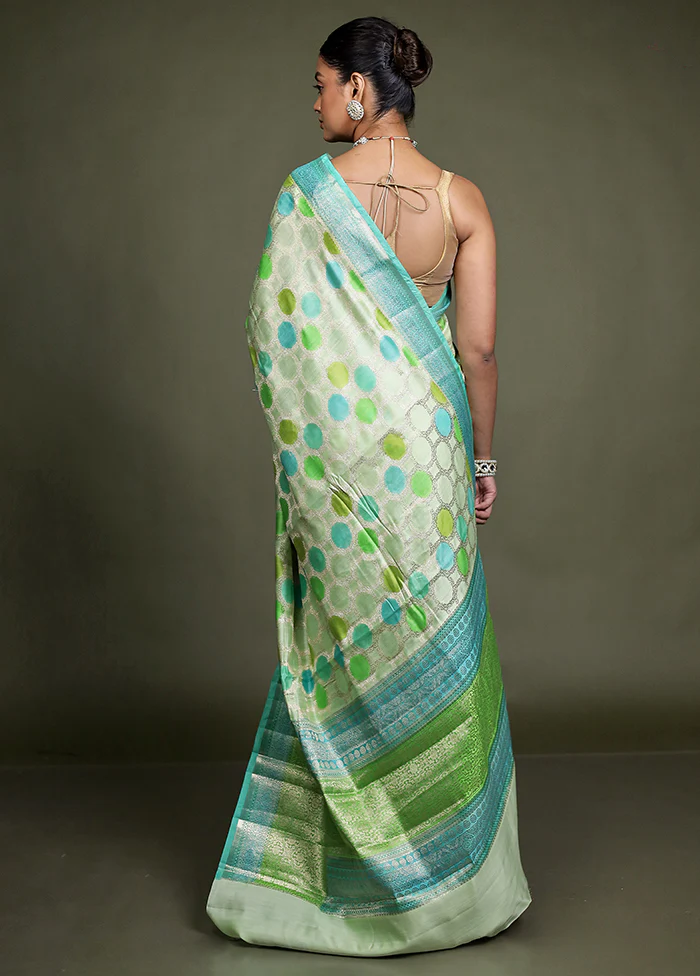 Green Handloom Dupion Pure Silk Saree With Blouse Piece - Image 3