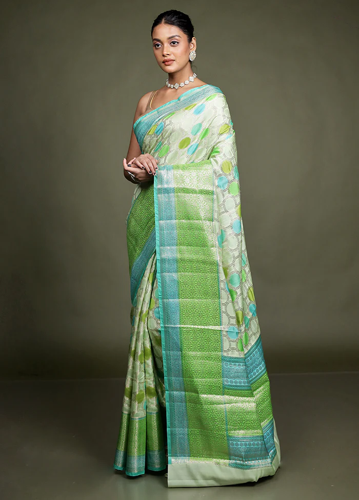Green Handloom Dupion Pure Silk Saree With Blouse Piece - Image 4