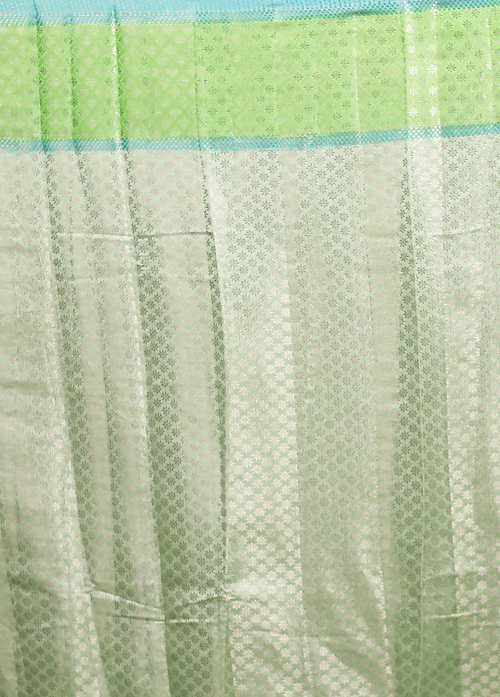 Green Handloom Dupion Pure Silk Saree With Blouse Piece - Image 5